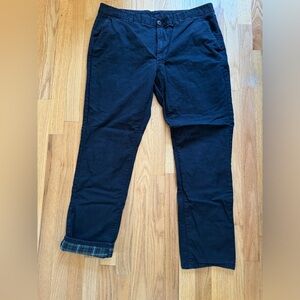Bonobos Black flannel lined chinos